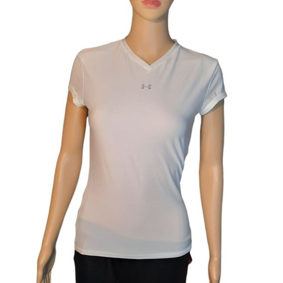 Under Armour Shirt Womens White New Vneck Size Medium - Picture 1 of 13